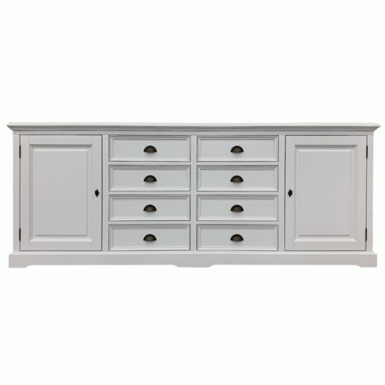 123kast  Dressoir San Pietro - 235x55x90H cm - 2 dichte scharnierdeuren - 8 soft close lades