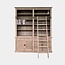 123kast Bücherregal Melena del Sur - 200x43x240H cm - Eiche - mit Stange und Leiter - 10 Fachböden - 2 ausziehbare Fachböden - 4 geschlossene Flügeltüren - verstellbare Fachböden