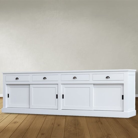 123kast  Dressoir Atlanta - 300x50x90H cm - 4 soft close lades - 4 dichte schuifdeuren