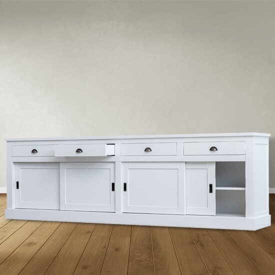123kast  Dressoir Atlanta - 300x50x90H cm - 4 soft close lades - 4 dichte schuifdeuren