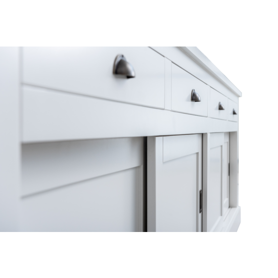 123kast  Dressoir Atlanta - 300x50x90H cm - 4 soft close lades - 4 dichte schuifdeuren