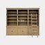 123kast Bücherregal Melena del Sur - 300x43x240H cm - Eiche - mit Stange und Leiter - 15 Fachböden - 3 ausziehbare Fachböden - 6 geschlossene Flügeltüren - verstellbare Fachböden
