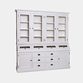 123kast  Grutterskast Cova - 214x50x226H cm - 4 vitrine scharnierdeuren - 4 kleppen - 6 lades - 2 dichte scharnierdeuren