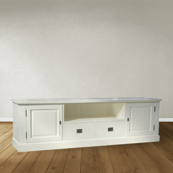 123kast  Tv dressoir Miss 09 - 200x46x60H cm - 2 scharnierdeuren - 2 lades - open vak met kabelgat