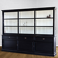 123kast  Buffetkast Miami Beach - 300x53x218H cm - glazen zijkanten - 3 vitrine schuifdeuren - 3 soft close lades - 3 dichte schuifdeuren