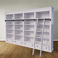 123kast  Brighton library - boekenkast - 330x40x240H cm - demontabel - met stang en ladder - 330x40x240H cm - 16 verstelbare planken - 4 soft close lades