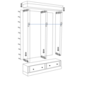 123kast  Brighton library - boekenkast - 330x40x240H cm - demontabel - met stang en ladder - 330x40x240H cm - 16 verstelbare planken - 4 soft close lades