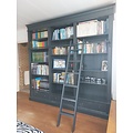 123kast  Boekenkast Brighton Library - 250x40x240H cm - demontabel - met stang en ladder - 12 verstelbare planken - 3 soft close lades