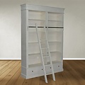 123kast  Boekenkast Brighton Library - 171x43x240H cm - demontabel - met stang en ladder - 8 verstelbare planken - 2 soft close lades