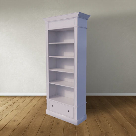 123kast  Brighton library - boekenkast - demontabel - 85x43x240H cm  - 4 verstelbare planken - 1 soft close lade