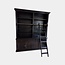 123kast  Private library - boekenkast - 200x43x240H cm -  demontabel- met stang en ladder - verstelbare planken - 10 planken - 4 lades - 4 dichte scharnierdeuren