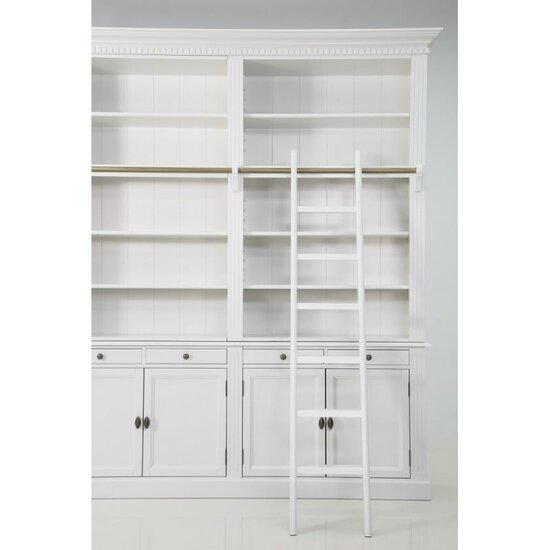 123kast  Boekenkast Private Library - 200x43x240H cm - met stang en ladder - verstelbare planken - 10 planken - 4 lades - 4 dichte scharnierdeuren