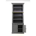 123kast  Boekenkast Private Library - 100x43x240H cm - 5 planken - klos en stang - 2 lades - 2 dichte scharnierdeuren - verstelbare planken