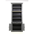 123kast  Boekenkast Private Library - 100x43x240H cm - 5 planken - klos en stang - 2 lades - 2 dichte scharnierdeuren - verstelbare planken