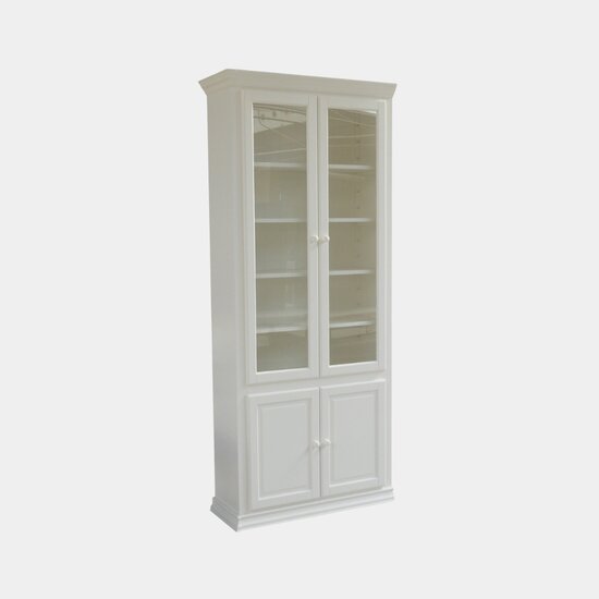 123kast  Vitrinekast/schakelkast LM 01 - 100x40x245H cm - 2 vitrine scharnierdeuren - 5 planken - 2 dichte scharnierdeuren - verstelbare planken - schakelbaar