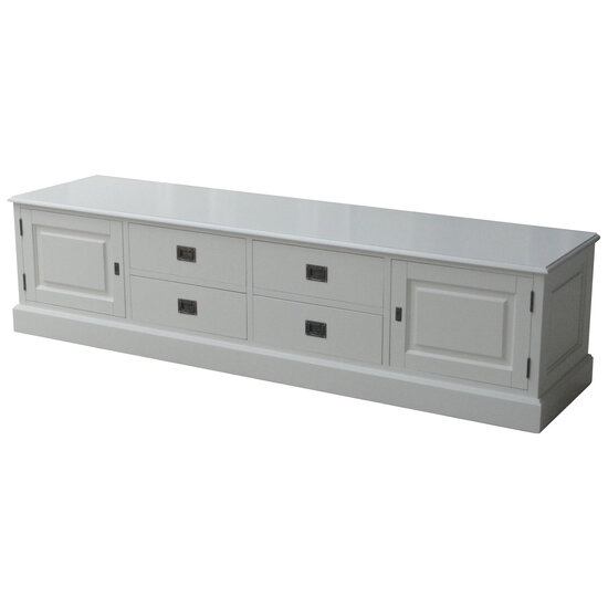 123kast  Tv dressoir Lin 08 - 200x50x50H cm - 2 dichte scharnierdeuren - 4 lades - optioneel vergrijsd bovenblad