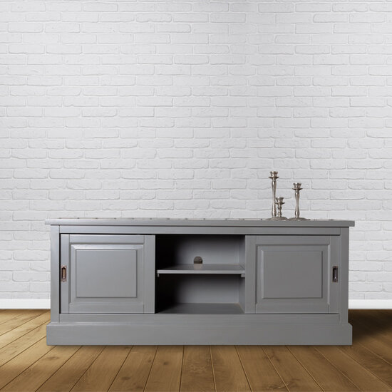 123kast  Tv-dressoir Avignon - 150x48x60H cm - 2 schuifdeuren - open middenvak - met kabelgat