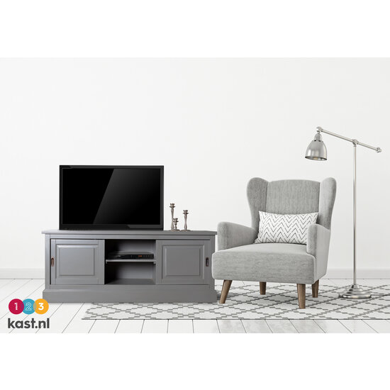 123kast  Tv-dressoir Avignon - 150x48x60H cm - 2 schuifdeuren - open middenvak - met kabelgat