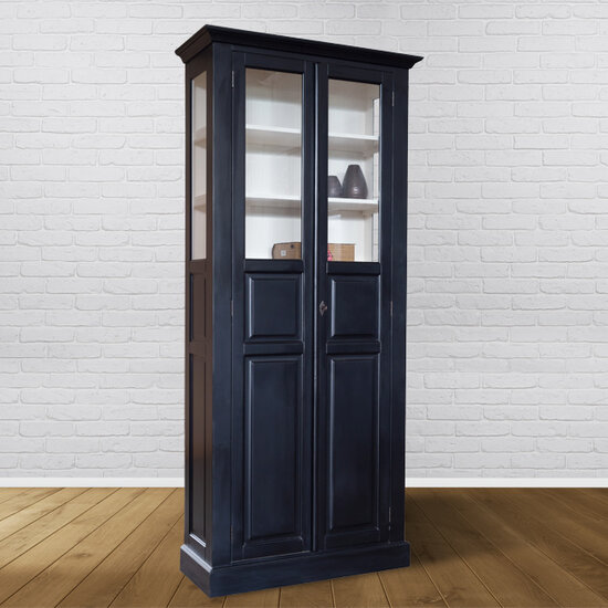 123kast  Vitrinekast Cape Class - 95x50x230H cm - 4 planken - glazen zijkanten - lange scharnierdeuren - vitrine glas - dichte deuren