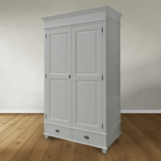 123kast  Kledingkast Bolton - 120x60x205H cm - kledingroede - plank - 2 dichte scharnierdeuren - 2 soft close lades