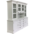 123kast  Buffetkast San Pietro - 235x55x225H cm - 4 vitrine scharnierdeuren - 4 kleine lades - open vak gedeelte - 8 grote soft close lades - 2 dichte scharnierdeuren