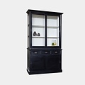 123kast  Buffetkast Chateau - 125x48x215H cm - 2 vitrine schuifdeuren - 3 soft close lades - 2 dichte schuifdeuren - glazen zijkanten