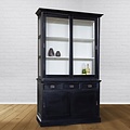 123kast  Buffetkast Chateau - 125x48x220H cm - 2 vitrine schuifdeuren - 3 soft close lades - 2 dichte schuifdeuren - glazen zijkanten