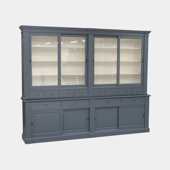 123kast  Buffetkast Le Grand St Tropez - 300x50x240H cm - Demontabel - 4 vitrine schuifdeuren - 8 kleine lades - 4 grote soft close lades - 4 dichte schuifdeuren