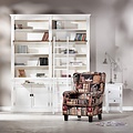 123kast  Boekenkast Melena del Sur - 200x40x240H cm - met stang en ladder - 10 planken - 2 uitschuifbare planken - 4 dichte scharnierdeuren - verstelbare planken