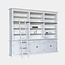 123kast Bücherregal Melena del Sur - 300x40x240H cm - mit Stange und Leiter - 15 Fachböden - 3 ausziehbare Fachböden - 6 geschlossene Flügeltüren - verstellbare Fachböden