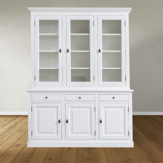 123kast  Buffetkast Santa Fe - 177x45x230H cm - 3 vitrine scharnierdeuren - 3 soft close lades - 3 dichte scharnierdeuren - 8 planken - verstelbare planken