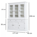 123kast  Buffetkast Santa Fe - 177x45x230H cm - 3 vitrine scharnierdeuren - 3 soft close lades - 3 dichte scharnierdeuren - 8 planken - verstelbare planken