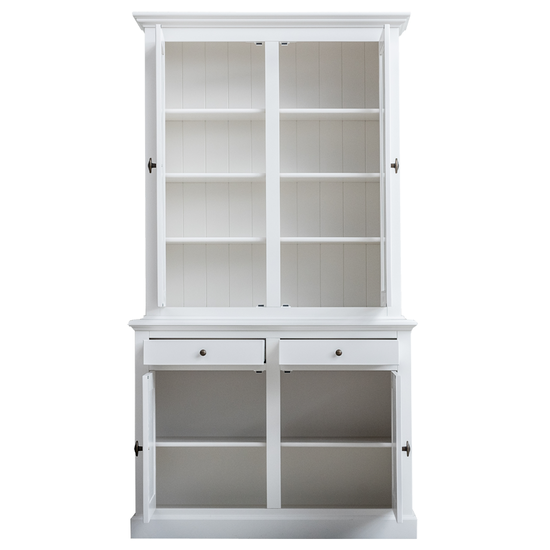 123kast  Buffetkast Santa Lucia - 126x50x230H cm - 2 vitrine scharnierdeuren - 2 soft close lades - 2 dicht scharnierdeuren - 4 planken - verstelbare planken