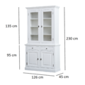 123kast  Buffetkast Santa Lucia - 126x45x230H cm - 2 vitrine scharnierdeuren - 2 soft close lades - 2 dicht scharnierdeuren - 4 planken - verstelbare planken