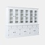 123kast Buffetkast Santiago - 300x45x230H cm - 6 vitrine scharnierdeuren - 6 uitschuifbare planken - 6 soft close lades - 6 dichte scharnierdeuren - verstelbare planken
