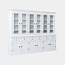 123kast  Buffetkast Santiago - 300x45x230H cm - 6 vitrine scharnierdeuren - 6 uitschuifbare planken - 6 soft close lades - 6 dichte scharnierdeuren - verstelbare planken