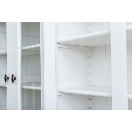 123kast  Buffetkast Santiago - 300x45x230H cm - 6 vitrine scharnierdeuren - 6 uitschuifbare planken - 6 soft close lades - 6 dichte scharnierdeuren - verstelbare planken