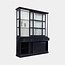 123kast Buffetkast Miami Beach - 188x53x218H cm - 2 vitrine schuifdeuren - 2 soft close lades - 2 dichte schuifdeuren - glazen zijkanten