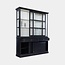 123kast  Buffetkast Miami Beach - 188x53x218H cm - 2 vitrine schuifdeuren - 2 soft close lades - 2 dichte schuifdeuren - glazen zijkanten