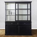 123kast  Buffetkast Miami Beach - 188x53x218H cm - 2 vitrine schuifdeuren - 2 soft close lades - 2 dichte schuifdeuren - glazen zijkanten