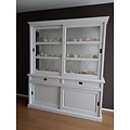 123kast  Buffetkast Miami Beach - 188x53x218H cm - 2 vitrine schuifdeuren - 2 soft close lades - 2 dichte schuifdeuren - glazen zijkanten