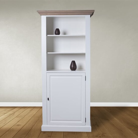 123kast  Boekenkast Sara 07 - 96x46x206H cm - eiken bovenlijst - 2 planken - 1 dichte scharnierdeur