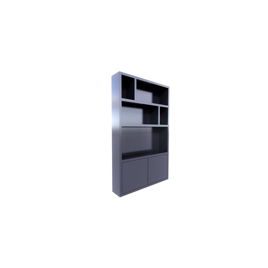 123kast  TV Vakkenkast Isla Bonita - 150x30x240H cm - strak design - 2 greeploze deuren - tv vak - cinewall - open vakken - houtlook