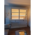 123kast  Buffetkast Miami Beach - 188x53x218H cm - 2 vitrine schuifdeuren - 2 soft close lades - 2 dichte schuifdeuren - glazen zijkanten