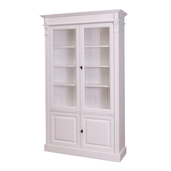123kast  Vitrinekast Breda - 120x40x200H cm - 2 vitrine scharnierdeuren - 2 dichte scharnierdeuren