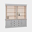 123kast  Boekenkast Tilburg - 225x50x230H cm - open vakken - verstelbare planken - 2 dichte deuren - 6 soft close lades