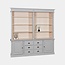 123kast Bücherregal Tilburg - 225x50x230H cm - offene Fächer - verstellbare Einlegeböden - 2 geschlossene Türen - 6 Schubladen mit Soft-Close