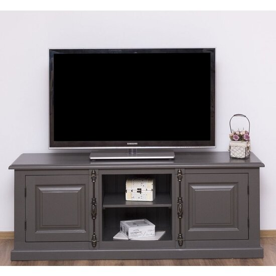 123kast  Tv dressoir Puglia - 160x46x60H cm - met spanjolet sluiting - 2 dichte deuren - open vak in het midden - met gat voor kabels