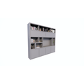 123kast  Tv vakkenkast Girona - 275x40x240H cm - open vakken in bovenkast en 2 klepdeuren - 4 greeploze deuren in onderkast - cinewall - tv vak