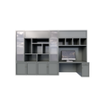 123kast  Vakkenkast / Bureau Luxemburg - 400x50/70x250H cm - vakkenkast met inbouw bureau - met vitrinedeuren - met dichte klepdeuren -